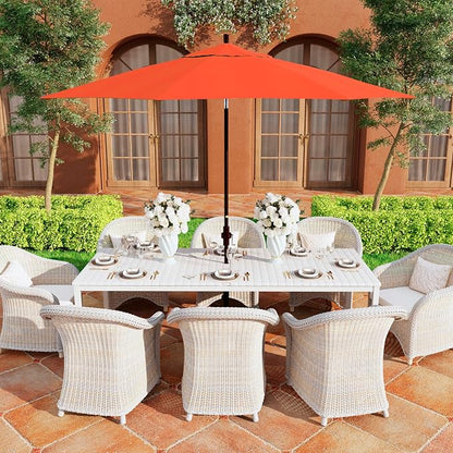 California Umbrella 11Ft Premium Patio Umbrella, Hand-Crank, Tilt-Collar, Bronze Frame, Solution Dyed Sunset Fabric