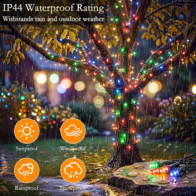 132FT 400 LED Multicolor Fairy Lights, Dark Green Wire 8 Modes Timer, IP44 Waterproof Outdoor Indoor String Lights for Patio Garden Backyard Bedroom Classroom Weeding Christmas Decor