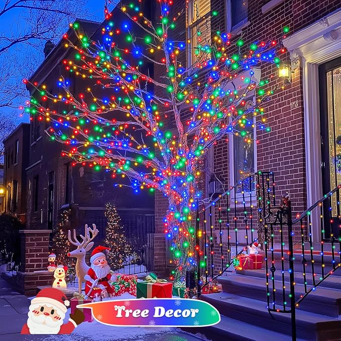 JMEXSUSS 500 LED Outdoor Christmas Lights, 173ft Multicolor String Lights | 8 Modes, Remote Control, Plug in, Waterproof, Green Wire LED Christmas Tree Lights for Indoor Party House Tree Xmas Decor