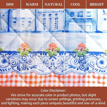 Maison d'Hermine Oven Gloves 100% Cotton Oven Mitt 7" x 13" with Loop Heat Resistant BBQ Cooking Gloves Baking Grilling Kitchen Hotel Home Farmhouse Spring Summer (Pack of 1, Amsterdam Canals)