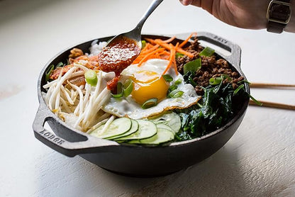 Lodge 9 Inch Cast Iron Mini Wok with Dual Loop Handles – PFAS FREE Pre-Seasoned Small Stir Fry Pan – Stovetop & Oven Safe Heavy Duty High-Heat Retention Pan – Made in USA
