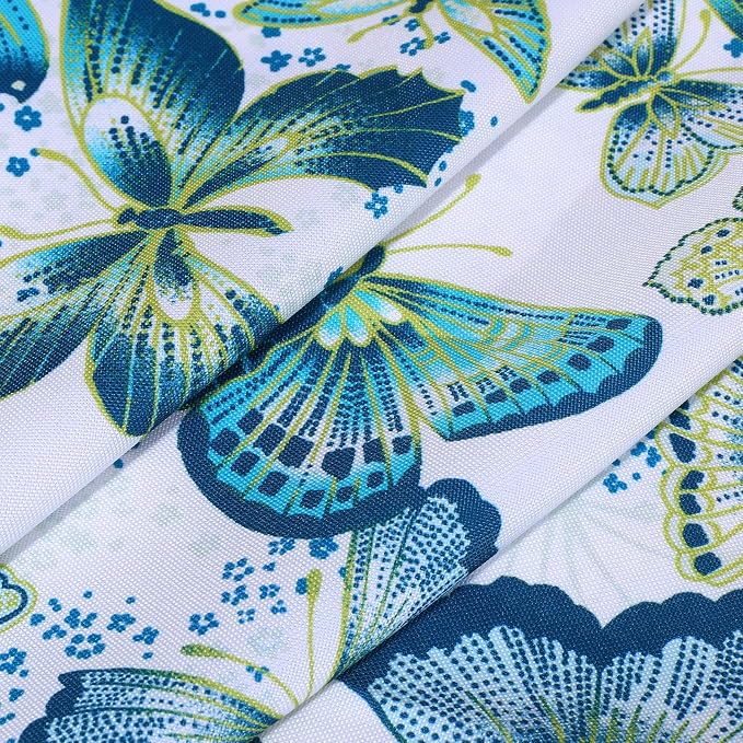 SUQ I OME Outdoor Tablecloth, Green Butterfly, 60'' Round with Zipper | Umbrella Hole with Zipper, Zippered Design, For Backyard Circular Table, For BBQs/Picnic