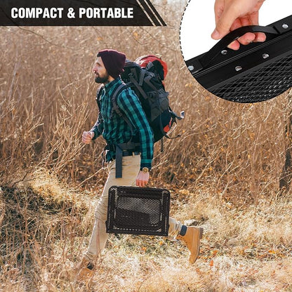 REDCAMP 35x16 Folding Grill Table for Outside with 2 Side Tables, 4 Adjustable Heights Portable Small Stand Table for Outdoor Indoor Camping Picnic BBQ