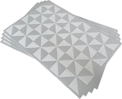 Placemat,Blending Color Durable Woven Vinyl Placemat Washable Heat-Resistant Anti-Skid Kitchen Dining Table Mats (Set of 4, White Black)