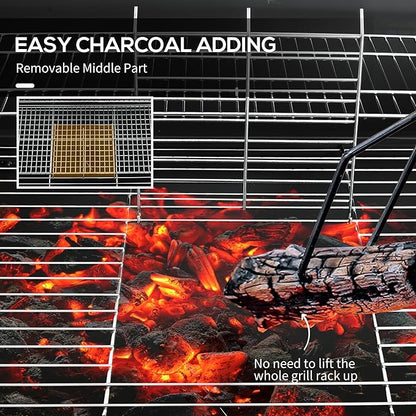 Barrel Style Charcoal Grills, 420 Sq.in Large Cooking Area BBQ Grill with Wheels & Ash Catcher, Portable Outdoor Barbecue for Patio Backyard Picnic Party, Premium 3rd Gen (38.5")