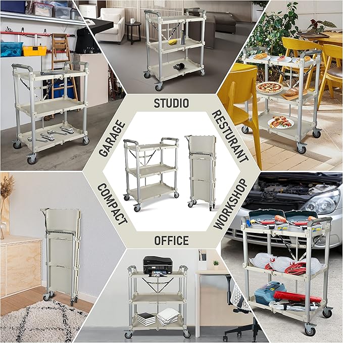 Olympia Tools 89-355 Pack N Roll Collapsible Service Cart, XL, 300LB Capacity, White