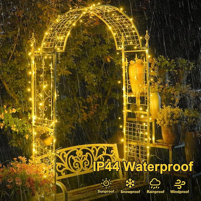 QITONG 2 Pack Warm White Solar String Lights, Each 66ft 200 LED Solar Fairy Lights Outdoor Waterproof, 8 Modes Green Wire Solar Twinkle Tree Lights for Outside