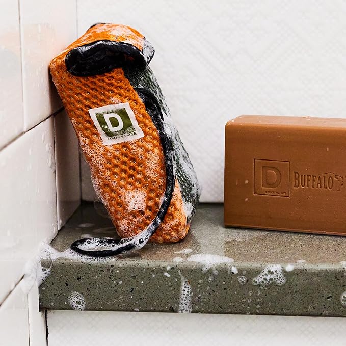 Duke Cannon Supply Co. Peppermint Bark Big Brick of Soap - 10oz Holiday Bar with Tactical Scrubber | U.S. Military-Grade Pouch | Coarse and Soft Mesh