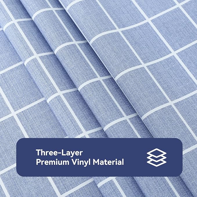 Romanstile Square Vinyl Tablecloth, 100% Waterproof Oil-Proof Checkered Plastic Table Cloth, Heavy Duty Wipeable Table Covers for Dining, Camping, Picnic, Outdoor - 54 x 54 Inch, Blue