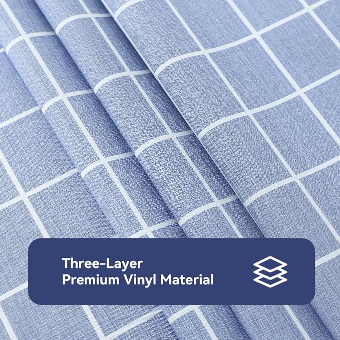 Romanstile Rectangle Vinyl Tablecloth, 100% Waterproof Oil-Proof Checkered Plastic Table Cloth, Heavy Duty Wipeable Table Covers for Dining, Camping, Picnic, Outdoor - 52 x 70 Inch, Blue