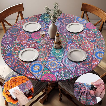 opstellen Fitted Round Tablecloth for 45-54" Tables Manteles Para Mesas Redondas Home Improvement Must Haves Summer Travel Camping RV Trailer Roadtrip Necessities Party Decorations for Adults Toddlers