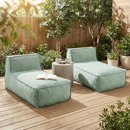 Christopher Knight Home Natty Outdoor Bean Bag Chair Set of 2, Fabric Bean Bag Chair for Adults and Kids, Indoor/Outdoor Sun Lounger, Patio Lounge Chair Set of 2, Mint
