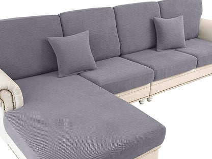 LA MEACK Couch Cushion Covers Seat Cushion Cover Stretch Couch Cover Separate Sectional Sofa Slipcovers Furniture Protector(3 Pieces for Seat or Sofa Backrest, Light Grey)
