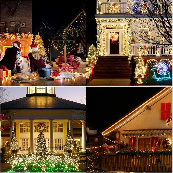 66ft Christmas Decorative Mini Lights,200 LED Green Wire Fairy Starry String Lights Plug in, 16Lighting Modes, for Indoor Outdoor Xmas Tree Wedding Party Decoration (Warm White)