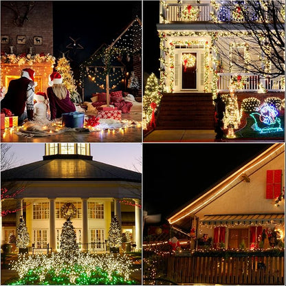 66ft Christmas Decorative Mini Lights,200 LED Green Wire Fairy Starry String Lights Plug in, 16Lighting Modes, for Indoor Outdoor Xmas Tree Wedding Party Decoration (Warm White)