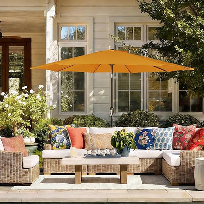 Blissun 9' Outdoor Patio Umbrella, Outdoor Table Umbrella, Yard Umbrella, Market Umbrella with 8 Sturdy Ribs, Push Button Tilt and Crank