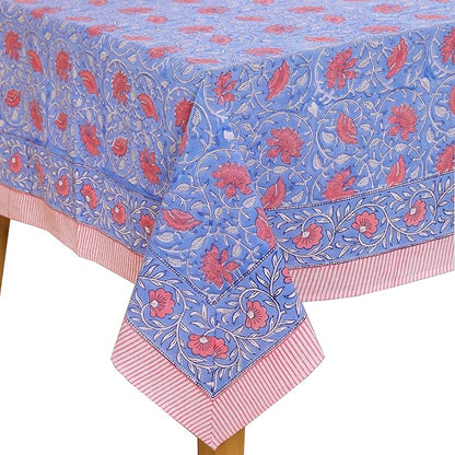 100% Cotton Hand Block Printed, Tablecloth for Kitchen, Dining, Table Cover for Parties, Chritmas, Weddings, Barbecues and Summer picnics Table Cloth