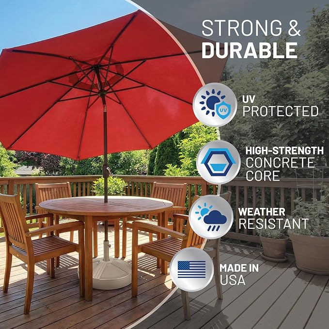 US Weight Durable 50 Pound Fillable Umbrella Base Designed to be Used with a Patio Table