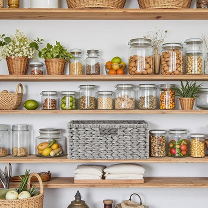 GRANNY SAYS Wicker Storage Basket for Shelves, Waterproof Wicker Basket for Organizing, Woven Basket for Shelves, Decorative Basket for Living Room, Grey