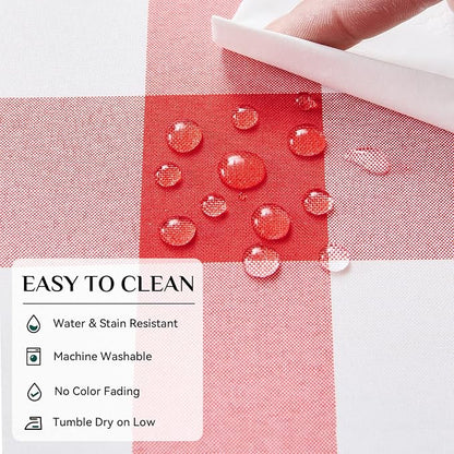 Softalker Gingham Checkered Tablecloth Rectangle - Outdoor Waterproof Buffalo Plaid Table Cloth, Stain Resistant Washable Table Cover for Picnic, Camping, Dining - Red and White, 60 x 84 Inch