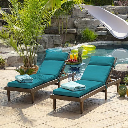 Arden Outdoor Chaise Cushion, 21 in x 72 in, Weather-Proof, Rain-Proof, Fade Resistant Patio Cushion for Chaise Lounger Lake Blue Leala | Lounge Cushion, Weather-Proof, Rain-Proof, Fade Resistant for Chaise Lounger, Mold and Mildew Resistant