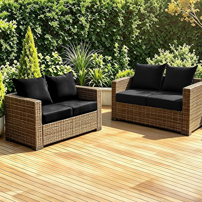 Patio Cushions for Outdoor Furniture, 24x24 Outdoor Couch Cushions, Waterproof & Fade-Resistant Patio Chair Cushions with Removable Cover, Replacement Outdoor Deep Seat Cushion, Black (Set of 4)