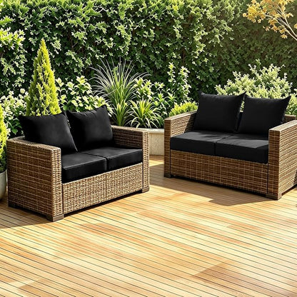Patio Cushions for Outdoor Furniture, 24x24 Outdoor Couch Cushions, Waterproof & Fade-Resistant Patio Chair Cushions with Removable Cover, Replacement Outdoor Deep Seat Cushion, Black (Set of 4)