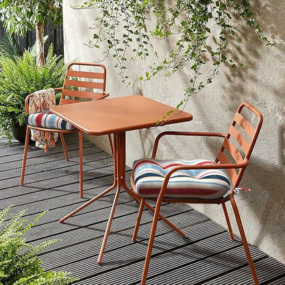 LVTXIII Outdoor/Indoor Tufted Seat Cushion, Decorative Wicker Chair Pads All Weather Seat Cushion Sets for Patio Garden Home Office Furniture, 19"x19"x4", Round Back, Pack of 2, Stripe Red Blue