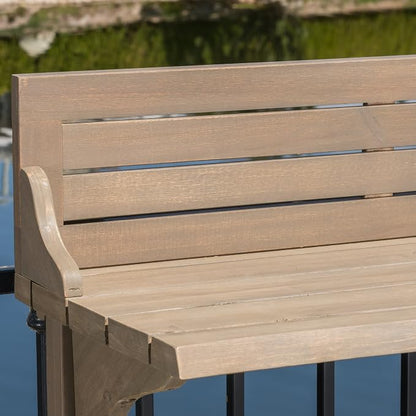 Christopher Knight Home Caribbean Outdoor Acacia Wood Balcony Bar Table, Grey Finish