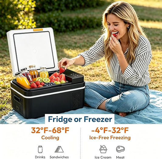 Simple Deluxe 12 Volt Refrigerator, 21QT Single Zone Electric Cooler, Car Fridge -4℉-68℉, Portable Refrigerator 12/24V DC 100-240V AC, Portable Freezer for Travel RV Camping Boat Home