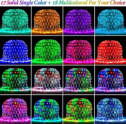 12ft x 12ft Net Lights Halloween Decorations, 400LED 35 Colors Changing Large Gazebo Net Lights Clear Wire, Waterproof Fairy Lights Chandelier for Patio Pergolas Backyard Bush Wedding Outdoor Party