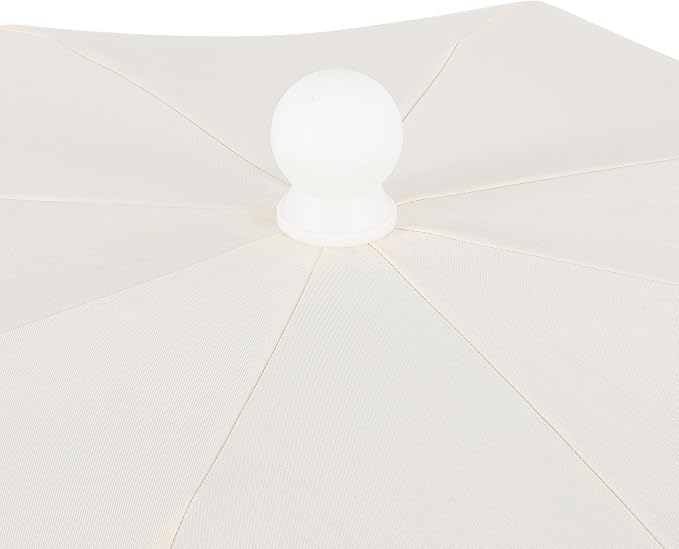 JONATHAN Y Horizon 6.5 ft. Scalloped Fringe Beach Umbrella, Cream | UV 50 Sun Protection, Push Button Tilt, Matching Carry Bag, White Iron Pole, Wind Vent, 8 Fiberglass Ribs, Pointed End