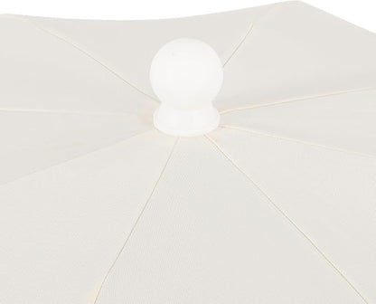 JONATHAN Y Horizon 6.5 ft. Scalloped Fringe Beach Umbrella, Cream | UV 50 Sun Protection, Push Button Tilt, Matching Carry Bag, White Iron Pole, Wind Vent, 8 Fiberglass Ribs, Pointed End