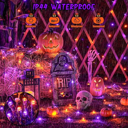 JMEXSUSS 600 LED Orange and Purple Solar Halloween Lights, 206.7ft Solar String Lights Outdoor Waterproof, 8 Modes String Light for Outside Christmas Tree Patio Yard Garden Halloween Decorations