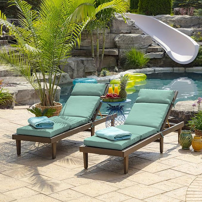 Arden Outdoor Chaise Cushion, 22 x 77, Rain-Proof, Fade Resistant Aqua Leala | Lounge Cushion, Rain-Proof, Fade Resistant, Mold and Mildew Resistant