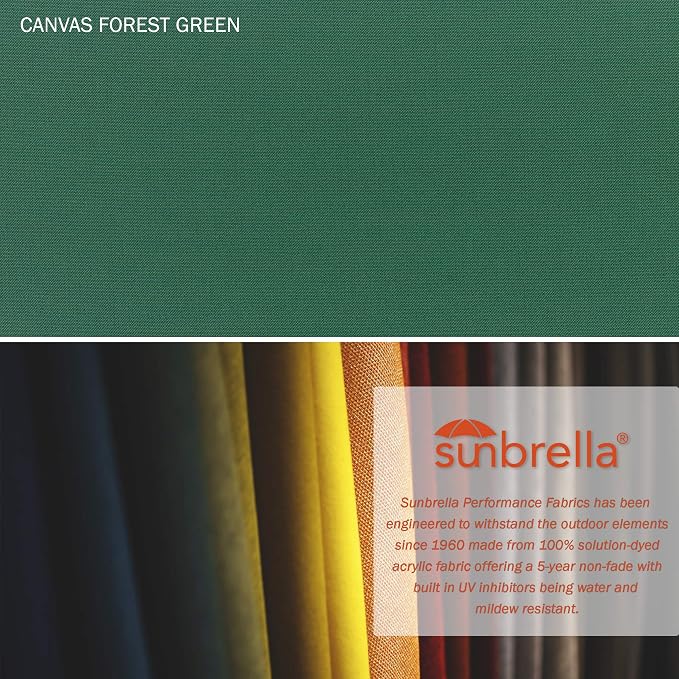 California Umbrella 11' Round Aluminum/Fiberglass Umbrella, Pulley Lift, Bronze Pole, Sunbrella Forest Green