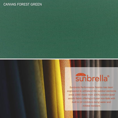 California Umbrella 11' Round Aluminum/Fiberglass Umbrella, Pulley Lift, Bronze Pole, Sunbrella Forest Green
