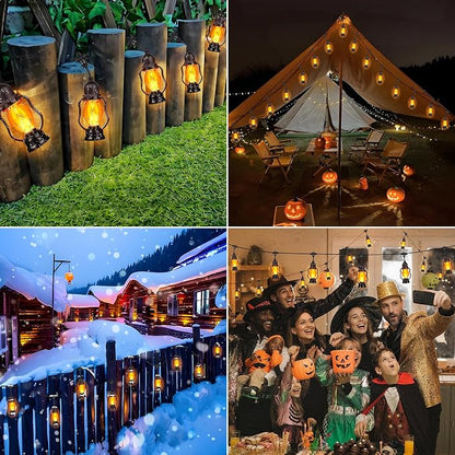 Halloween Flame String Lights,21FT Orange Halloween Lights with 10 Bulb | Flickering Flame, Timer, Waterproof LED Outdoor Patio Lights for Yard Garden Bistro Porch Indoor Outdoor Halloween Decor