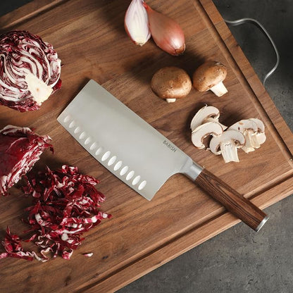 Babish 6.5-Inch Forged Cleaver Knife with Dark Pakka Wood Handle – High-Carbon 1.4116 German Steel Full Tang Kitchen Knife for Heavy-Duty Chopping and Slicing