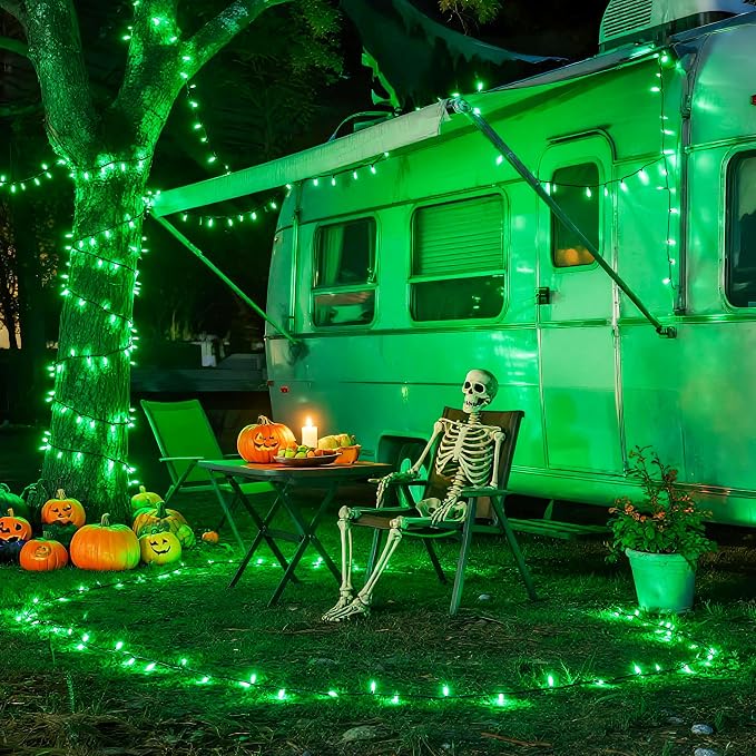 JMEXSUSS 200 LED Halloween Lights Outdoor, 66ft Green String Lights Plug in | Connectable, 8 Modes, Waterproof Green Lights for Halloween Outside Indoor Tree Patio Garden Yard Fence Rail Christmas Decor