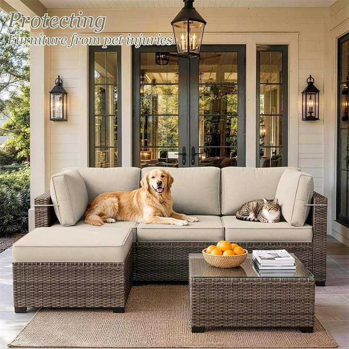 9 Pcs Outdoor Patio Cushions Covers Replacement Sets, Covers Only | 9 Pcs Patio Cushions Covers Replacement UV Resistant, Water Anti-Slip, Heavy-Duty Zippers for 5 Pcs Patio Furniture Set