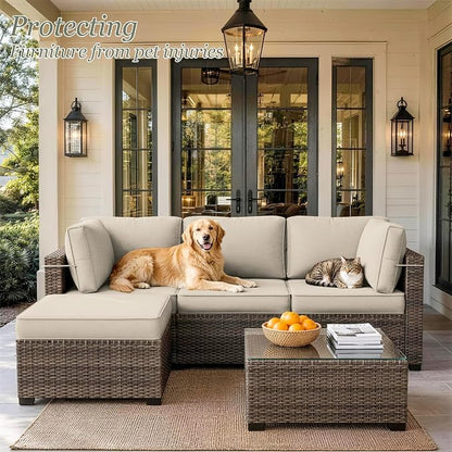 9 Pcs Outdoor Patio Cushions Covers Replacement Sets, Covers Only | 9 Pcs Patio Cushions Covers Replacement UV Resistant, Water Anti-Slip, Heavy-Duty Zippers for 5 Pcs Patio Furniture Set