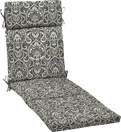 Arden Outdoor Chaise Cushion, 21 in x 72 in, Weather-Proof, Rain-Proof, Fade Resistant Patio Cushion for Chaise Lounger Black Aurora Damask | Lounge Cushion, Weather-Proof, Rain-Proof, Fade Resistant for Chaise Lounger, Mold and Mildew Resistant