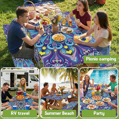 Picnic Table Cover with Bench Covers Vinyl Table Cloth Camping Lovers Essentials Camper Rv Car Travel Accessories Accessory Overlanding Must Haves Outdoor Gadgets Road Trip Tools Gear Stuff Equipment