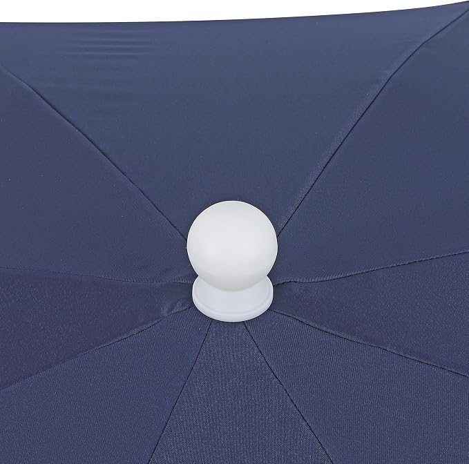 JONATHAN Y Mariner 6.5 ft. Solid Fringe Beach Umbrella, Navy/Blue | Push-Button Tilt, UV 50 Protection, Matching Carry Bag, White Iron Pole, Wind Vent, Scalloped Round Canopy