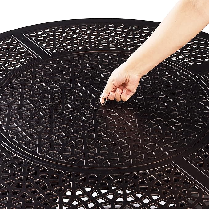 Aluminum 57,0000 BTU 44 in. Round Propane Black Fire Pit Table with Fire Beads, Lid, Propane Tank Cover and Table Fabric Covers in Copper Finish