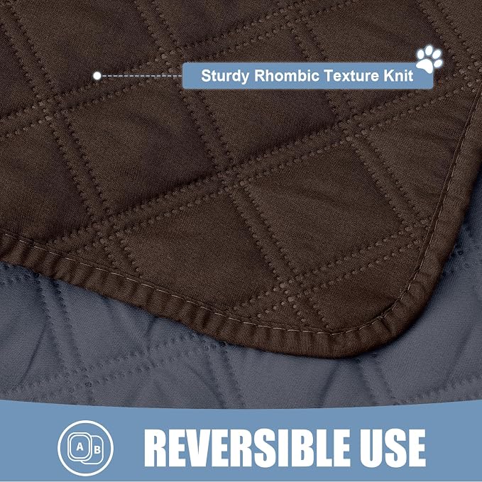 Smiry Waterproof Reversible Dog Bed Cover Pet Blanket | Pet Friendly, Soft Fabric, Washable Dog Blanket for Furniture Bed Couch Sofa, Checkered (82"x120", Chocolate/Dark Grey)