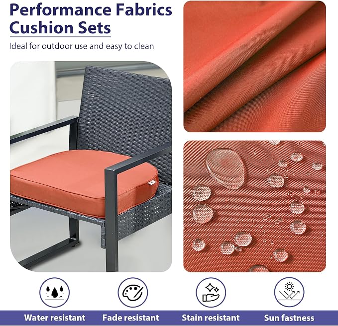 IPYNBAP Outdoor Chair Cushions Set of 4 -Waterproof Outdoor Seat Cushions for Patio Furniture, Patio Chair Cushion with Handle and Ties, Out Door Chair Pads,19x19x3-Round, Spice