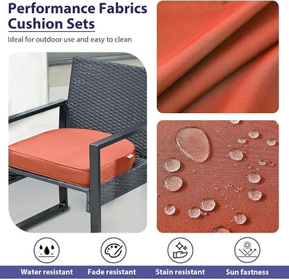 IPYNBAP Outdoor Chair Cushions Set of 4 -Waterproof Outdoor Seat Cushions for Patio Furniture, Patio Chair Cushion with Handle and Ties, Out Door Chair Pads,19x19x3-Round, Spice