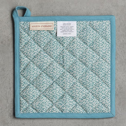 Maison d' Hermine Pot Holders 100% Cotton Heat Resistant Potholders 8" x 8" Hot Pads with Loop BBQ Cooking Baking Hotel Farmhouse Kitchen Handling Hot Pans Spring Summer (Pack of 2, Marquise)